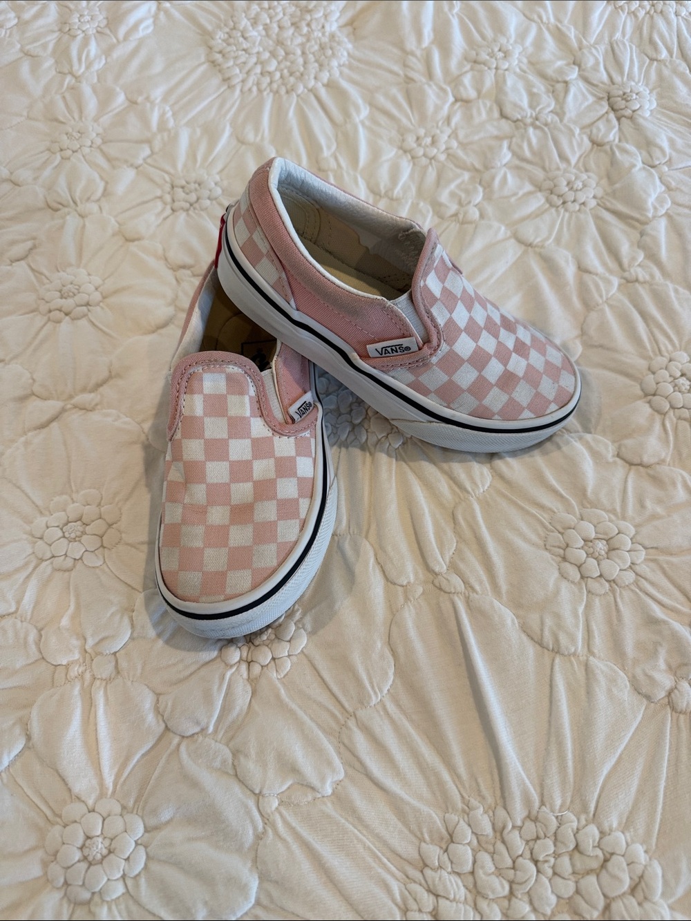 Vans Kids Checkerboard Slip-On Sneakers - Pink & White